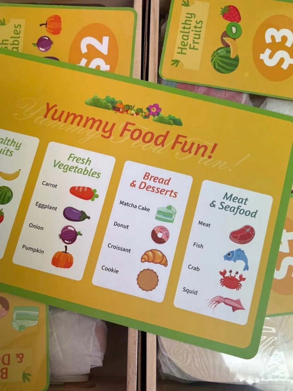 Wooden Play Food Set for Kids – Fruits, Vegetables, Meat & Desserts  Toy